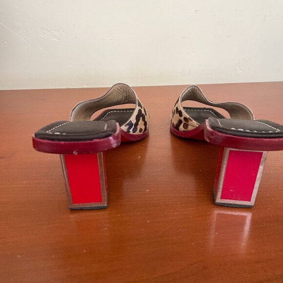 Valentino Garavani Leopard slides with Red and Silver Heel, Size 37 - Picture 3 of 5